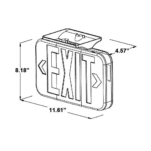 AH Lighting LED Emergency Exit Sign Red with 1.2V Nickel Cadmium Battery, 4W Max Power Consumption, UL-94V-0 Flame Rating, Fire-Resistant Thermoplastic ABS Housing