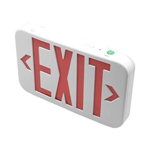 AH Lighting LED Emergency Exit Sign Red with 1.2V Nickel Cadmium Battery, 4W Max Power Consumption, UL-94V-0 Flame Rating, Fire-Resistant Thermoplastic ABS Housing