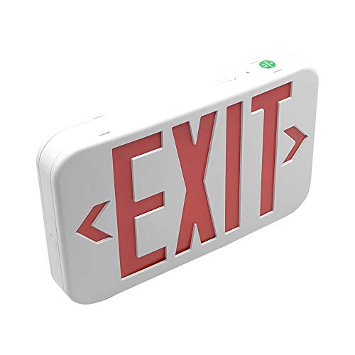 AH Lighting LED Emergency Exit Sign Red with 1.2V Nickel Cadmium Battery, 4W Max Power Consumption, UL-94V-0 Flame Rating, Fire-Resistant Thermoplastic ABS Housing