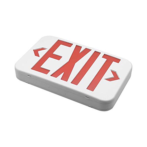 AH Lighting LED Emergency Exit Sign Red with 1.2V Nickel Cadmium Battery, 4W Max Power Consumption, UL-94V-0 Flame Rating, Fire-Resistant Thermoplastic ABS Housing