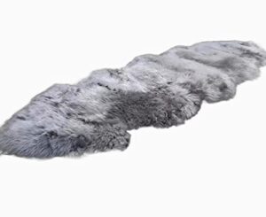starose new zealand double pelts sheepskin rug light gray floor area rug lambskin runner 78"x28"