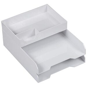jam paper stackable desktop trays - white - office desk supply & paper organizer set - 1 top tray & 2 letter trays/pack