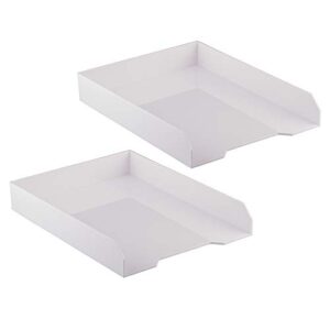 JAM PAPER Stackable Desktop Trays - White - Office Desk Supply & Paper Organizer Set - 1 Top Tray & 2 Letter Trays/Pack