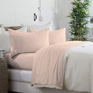 Brooklyn Flat Jersey Knit Sheet Set, King, Peach Blush