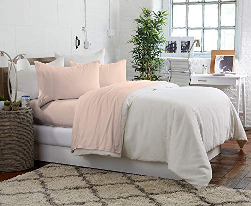 Brooklyn Flat Jersey Knit Sheet Set, King, Peach Blush