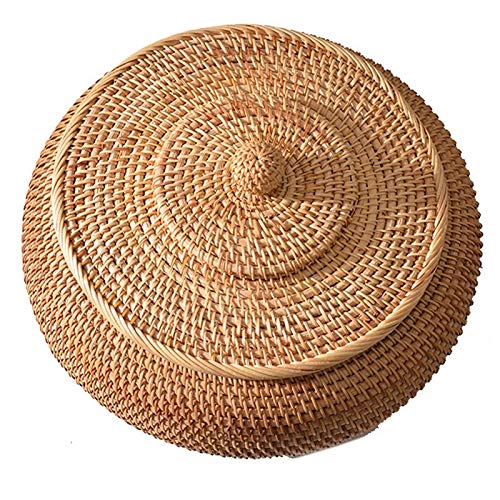 HOOK Rattan Boxes with Lid Hand-Woven Multi-Purpose Wicker Tray with Durable Rattan Fiber Round 11 Inch Diameter Bread basket