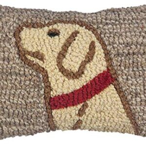 Chandler 4 Corners Artist-Designed Yellow Lab Begging Hand-Hooked Wool Decorative Petite Throw Pillow (8” x 12”)