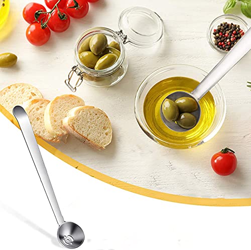 Qiuerte 2pcs Serving Spoons with Drain Hole, Stainless Steel Olive Spoon for The Jar, Pickle Spoons for Containers Canisters 7.5 inches