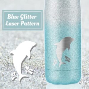 Onebttl Dolphin Gifts for Women, Dolphin Gifts For Christmas, Stainless Steel Glitter Bottle 17oz, Silver-Blue