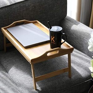 PENGKE Bed Tray Table with Foldable Legs,Breakfast Serving Tray,Bamboo Bed Tray with Legs for Eating,Working