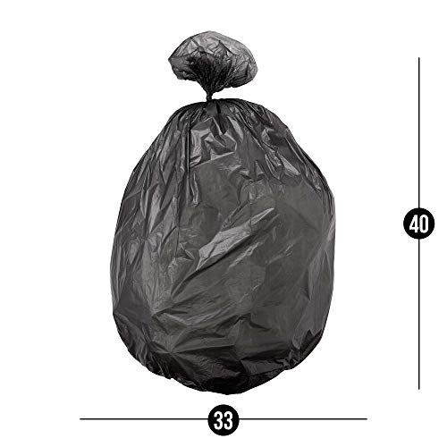 AmazonCommercial 33 Gallon Trash Bags 33" x 40" - 16 Micron Black High Density Commercial Garbage Bags - 250 Count