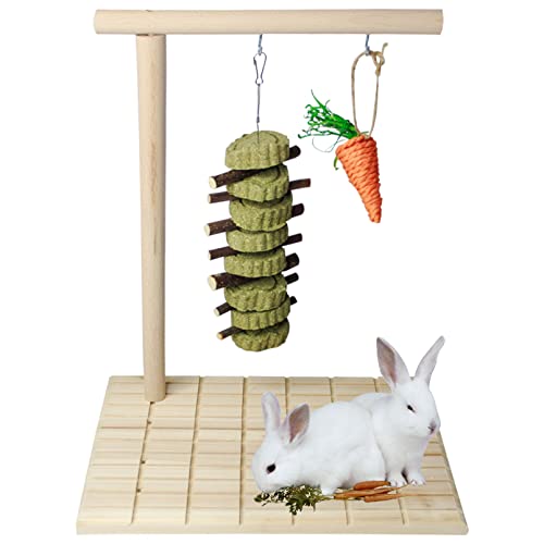 Hamiledyi Bunny Wooden Scratch Board Feet Pad,Rabbit Chew Toys Teeth Grinding Paws Rotatable Pet Play Toy for Chinchillas Guinea Pigs Rabbits Parrots and Other Small Pets