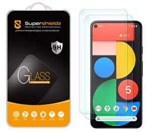 supershieldz (2 pack) designed for google pixel 5 tempered glass screen protector, 0.33mm, anti scratch, bubble free