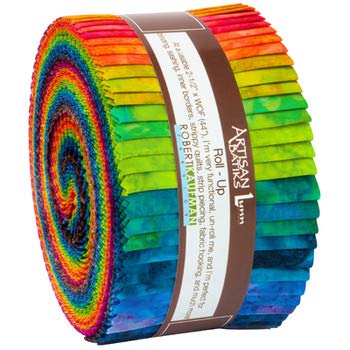 Jelly Roll Artisan Batiks Patina Handpaints Double Ombre Robert Kaufman Batik 2.5" Roll Up Cotton Precuts (RU-852-40) M523.12