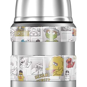 Sesame Street Character Comic Panels THERMOS STAINLESS KING Stainless Steel Food Jar with Folding Spoon, Vacuum insulated & Double Wall, 16oz