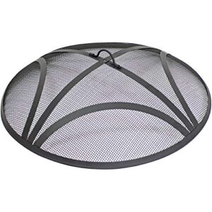 sunnydaze reinforced steel mesh fire pit spark screen - round fire pit screen with ring handle - durable black metal mesh design - patio fire pit accessory - 30-inch diameter