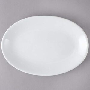 restaurant value, stoneware coupe shape oval platter 13.5" x 10", bright white, case of 12