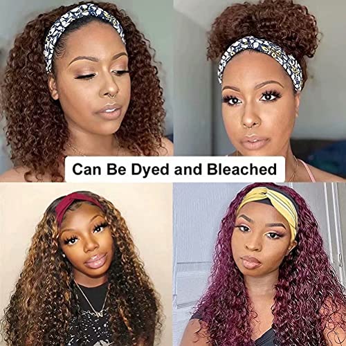 IVCoco Headband Wig Human Hair for Black Women, 180% Density Deep Curly Human Hair Headband Wig, 10A Grade Brazilian Human Hair Machine Made Headband Human Hair Wig(22, Natural Color)