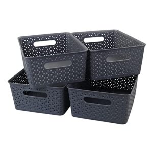 cand 8 quart plastic basket for organizing, grey plastic baskets, set of 4