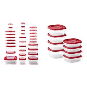rubbermaid food storage containers, set of 30 (60 pieces total), racer red & easy find vented lids food storage, set of 8 (16 pieces total) plastic meal prep containers, 8-pack, racer red
