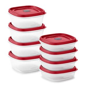 Rubbermaid Food Storage Containers, Set of 30 (60 Pieces Total), Racer Red & Easy Find Vented Lids Food Storage, Set of 8 (16 Pieces Total) Plastic Meal Prep Containers, 8-Pack, Racer Red