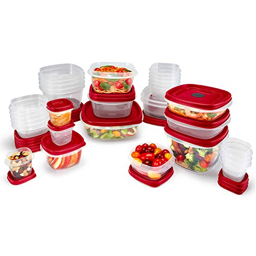 Rubbermaid Food Storage Containers, Set of 30 (60 Pieces Total), Racer Red & Easy Find Vented Lids Food Storage, Set of 8 (16 Pieces Total) Plastic Meal Prep Containers, 8-Pack, Racer Red