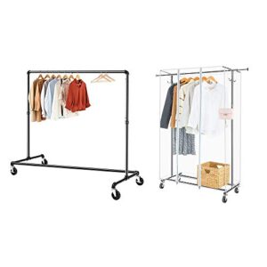 greenstell z-base garment rack, industrial pipe style clothes rack on wheels with brakes + garment rack with pvc cover on wheels, multifunctional garment rack, used for indoor/outdoor