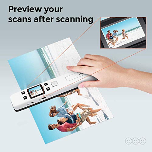 MUNBYN Portable Scanner, Photo Scanner for Documents Pictures Texts in 1050DPI, Flat Scanning, Included 16GB SD Card, Photo Scanner Uploads Images to Computer Via USB or Built-in Wi-Fi, No Driver