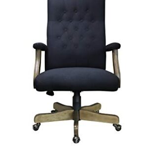 Boss Office Products Executive Black Fabric Chair with Driftwood Finish Frame (B905DW-BKW)