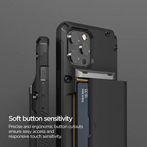 VRS DESIGN Damda Glide Pro Compatible for iPhone 12 Pro Max Case, with [4 Cards] Premium Sturdy [Semi Auto] Credit Card Holder Slot Wallet for iPhone 12 Pro Max 6.7 inch(2020) Black