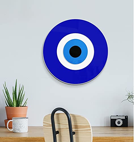 4ArtWorks Blue Evil Eye Wall Decor Hanging Ornament | 12" Diameter | Good Luck Charm | Wall Decor Amulet | Turkish Nazar Bead Decoration | Home Protection and Blessing