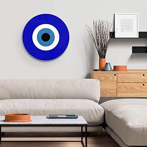 4ArtWorks Blue Evil Eye Wall Decor Hanging Ornament | 12" Diameter | Good Luck Charm | Wall Decor Amulet | Turkish Nazar Bead Decoration | Home Protection and Blessing