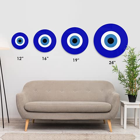 4ArtWorks Blue Evil Eye Wall Decor Hanging Ornament | 12" Diameter | Good Luck Charm | Wall Decor Amulet | Turkish Nazar Bead Decoration | Home Protection and Blessing