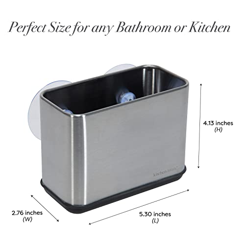 Kitchen Details Suction Sink Caddy | Sponge Holder | Suction Cup Basket | Perfect for Kitchen and Bathroom | Space Saving | Sleek Organizer | Stainless Steel