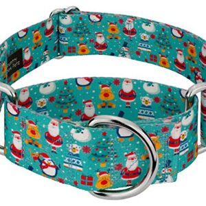 Country Brook Design - Santa and Friends Christmas Dog Collar with 11 Festive Patterns - 1 1/2 Inch Martingale Collection (1 1/2 Inch, Large)