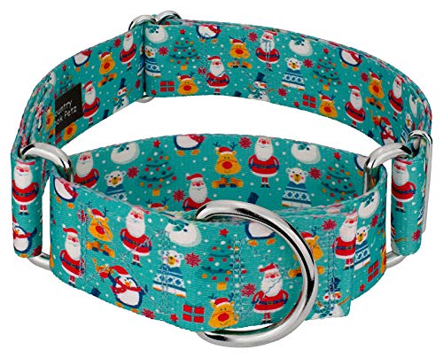 Country Brook Design - Santa and Friends Christmas Dog Collar with 11 Festive Patterns - 1 1/2 Inch Martingale Collection (1 1/2 Inch, Large)