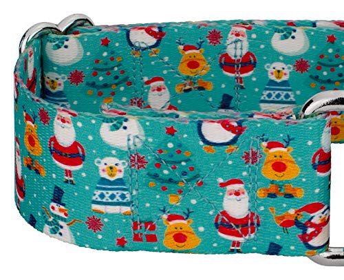 Country Brook Design - Santa and Friends Christmas Dog Collar with 11 Festive Patterns - 1 1/2 Inch Martingale Collection (1 1/2 Inch, Large)