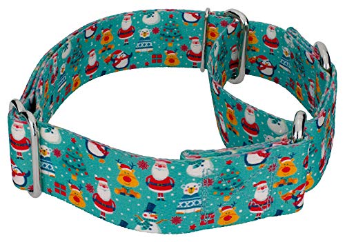 Country Brook Design - Santa and Friends Christmas Dog Collar with 11 Festive Patterns - 1 1/2 Inch Martingale Collection (1 1/2 Inch, Large)