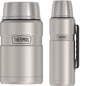 thermos stainless king 40 ounce beverage bottle, stainless steel & stainless king 24 ounce food jar, stainless steel