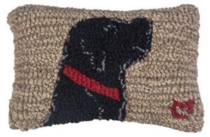 chandler 4 corners artist-designed black lab begging hand-hooked wool decorative petite throw pillow (8” x 12”)