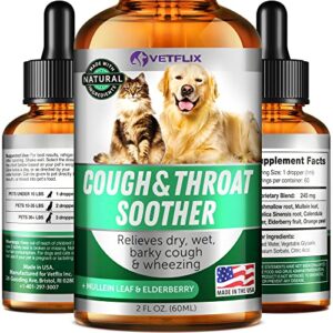 kennel cough treatment for dogs & cats - made in usa - dog allergy & cat asthma relief - mullen leaf & elderberry blend - dry, wet & barky cough relief for dogs & cats - all breeds & sizes
