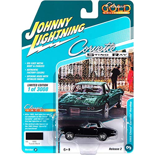 Johnny Lightning JLCG022 Classic Gold VER A 1965 Chevy Corvette Tuxedo Black