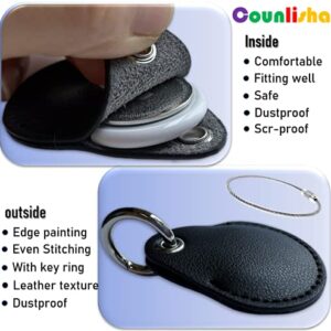 Leather Case for Airtags as Accessories with Keychain to Connect Apple Tracker/Locator, Full Surround Airtag Holder Sleeve to Protect and Cover Finder tag（Color:Black）(2 Pack)