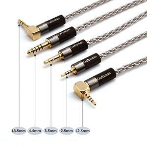 GUCraftsman MMCX 6N Single Crystal Silver 2.5mm/4.4mm Balance Earphone Upgrade Cable for SHURE SE846 SE535 Xelento Remote t8ie t9ie UE900S IT04 DK4001 W60 Andromeda Vega JVC FW001 FW002 (3.5mm Plug)