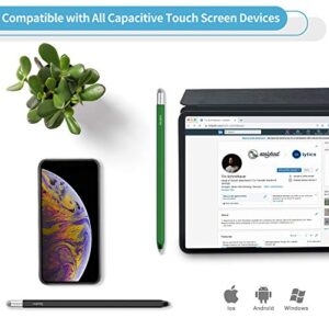 StylusHome Stylus for Touch Screens (2 Pcs), High Sensitivity 2 in 1 Fiber Tips Pen with 8 Extra Replaceable Tips, Stylus for iPad iPhone Tablets Samsung All Universal Touch Screen (Black & Green)