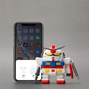 LUCKESSA Creative Cool Hero White Robot Soldier Character Earphone Case for AirPods Pro, Transformer Robot Soft Silicone Strong Protection Wireless Charging Earbud Cover Protective Skin