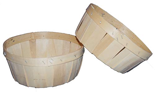 Bert's Garden Shallow Basket, Produce Baskets, Natural Wooden Baskets with 6 inch Saucer to Use as Planter, Make Gift Baskets 2 Pack(7" Shallow Basket)