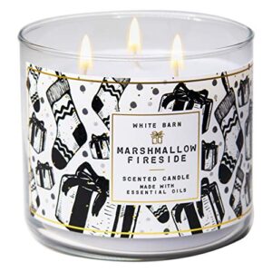bath & body works white barn 3-wick scented candle in marshmallow fireside
