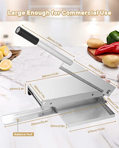 Moongiantgo Manual Meat Bone Cutter Rib Slicer Heavy Duty Chicken Cutting Machine with 16 Inch Knife SUS Bone Chopper for Beef Goat Pig Fish Butcher Commercial Kitchen (KD0298)