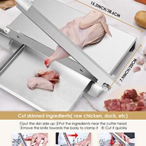 Moongiantgo Manual Meat Bone Cutter Rib Slicer Heavy Duty Chicken Cutting Machine with 16 Inch Knife SUS Bone Chopper for Beef Goat Pig Fish Butcher Commercial Kitchen (KD0298)